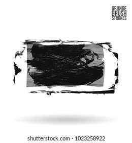 Grey brush stroke and texture. Grunge vector abstract hand - painted element. Underline and border design.