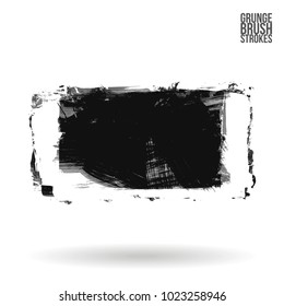 Grey brush stroke and texture. Grunge vector abstract hand - painted element. Underline and border design.