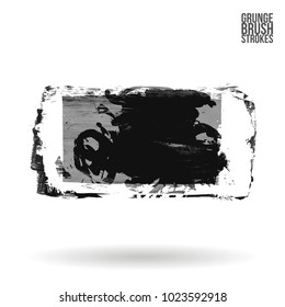 Grey brush stroke and texture. Grunge vector abstract hand - painted element. Underline and border design.