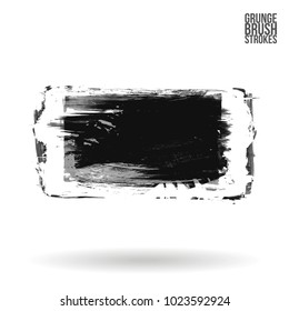Grey brush stroke and texture. Grunge vector abstract hand - painted element. Underline and border design.