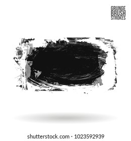 Grey brush stroke and texture. Grunge vector abstract hand - painted element. Underline and border design.
