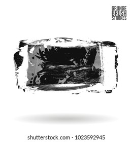 Grey brush stroke and texture. Grunge vector abstract hand - painted element. Underline and border design.