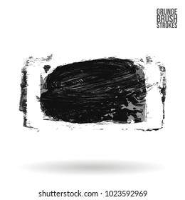 Grey brush stroke and texture. Grunge vector abstract hand - painted element. Underline and border design.