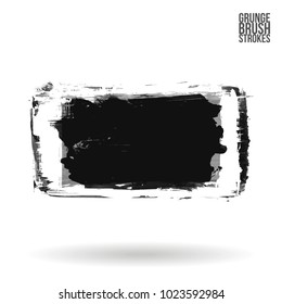 Grey brush stroke and texture. Grunge vector abstract hand - painted element. Underline and border design.