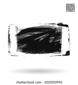 Grey brush stroke and texture. Grunge vector abstract hand - painted element. Underline and border design.