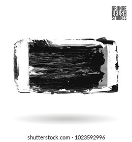 Grey brush stroke and texture. Grunge vector abstract hand - painted element. Underline and border design.