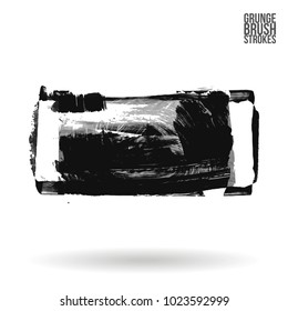 Grey brush stroke and texture. Grunge vector abstract hand - painted element. Underline and border design.