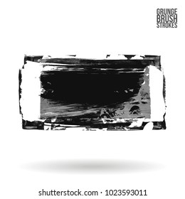 Grey brush stroke and texture. Grunge vector abstract hand - painted element. Underline and border design.
