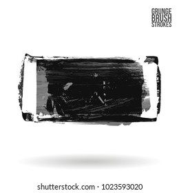 Grey brush stroke and texture. Grunge vector abstract hand - painted element. Underline and border design.
