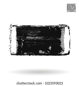 Grey brush stroke and texture. Grunge vector abstract hand - painted element. Underline and border design.