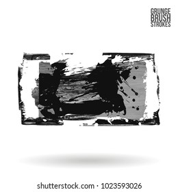 Grey brush stroke and texture. Grunge vector abstract hand - painted element. Underline and border design.