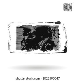 Grey brush stroke and texture. Grunge vector abstract hand - painted element. Underline and border design.