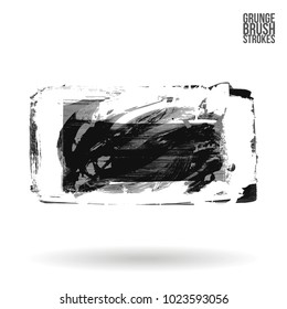 Grey brush stroke and texture. Grunge vector abstract hand - painted element. Underline and border design.