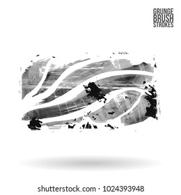 Grey brush stroke and texture. Grunge vector abstract hand - painted element. Underline and border design.