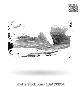 Grey brush stroke and texture. Grunge vector abstract hand - painted element. Underline and border design.