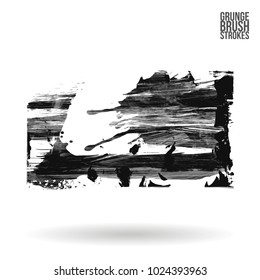 Grey brush stroke and texture. Grunge vector abstract hand - painted element. Underline and border design.