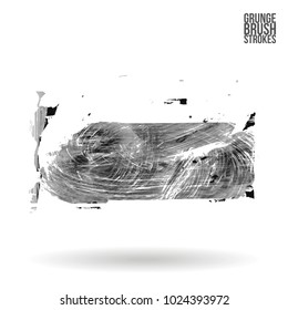 Grey brush stroke and texture. Grunge vector abstract hand - painted element. Underline and border design.