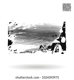 Grey brush stroke and texture. Grunge vector abstract hand - painted element. Underline and border design.