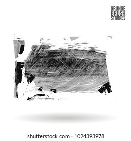 Grey brush stroke and texture. Grunge vector abstract hand - painted element. Underline and border design.