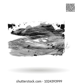 Grey brush stroke and texture. Grunge vector abstract hand - painted element. Underline and border design.