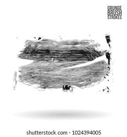 Grey brush stroke and texture. Grunge vector abstract hand - painted element. Underline and border design.
