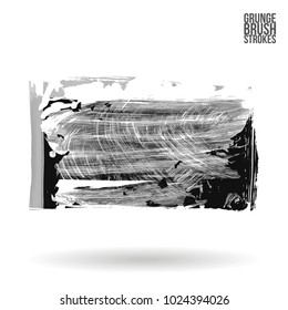 Grey brush stroke and texture. Grunge vector abstract hand - painted element. Underline and border design.