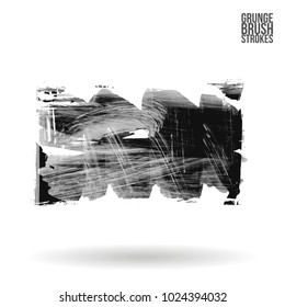 Grey brush stroke and texture. Grunge vector abstract hand - painted element. Underline and border design.