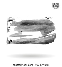 Grey brush stroke and texture. Grunge vector abstract hand - painted element. Underline and border design.