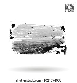 Grey brush stroke and texture. Grunge vector abstract hand - painted element. Underline and border design.