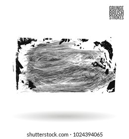 Grey brush stroke and texture. Grunge vector abstract hand - painted element. Underline and border design.