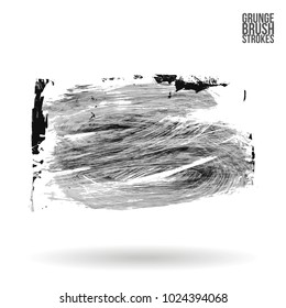 Grey brush stroke and texture. Grunge vector abstract hand - painted element. Underline and border design.