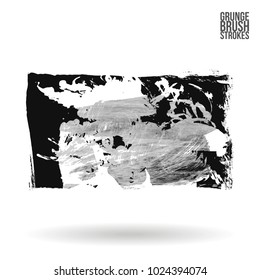 Grey brush stroke and texture. Grunge vector abstract hand - painted element. Underline and border design.