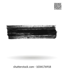 Grey brush stroke and texture. Grunge vector abstract hand - painted element. Underline and border design.