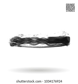 Grey brush stroke and texture. Grunge vector abstract hand - painted element. Underline and border design.