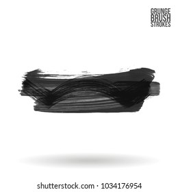 Grey brush stroke and texture. Grunge vector abstract hand - painted element. Underline and border design.
