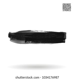 Grey brush stroke and texture. Grunge vector abstract hand - painted element. Underline and border design.