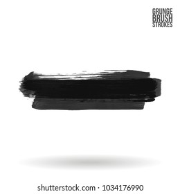 Grey brush stroke and texture. Grunge vector abstract hand - painted element. Underline and border design.