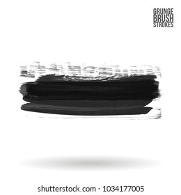 Grey brush stroke and texture. Grunge vector abstract hand - painted element. Underline and border design.