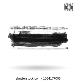Grey brush stroke and texture. Grunge vector abstract hand - painted element. Underline and border design.