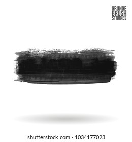 Grey brush stroke and texture. Grunge vector abstract hand - painted element. Underline and border design.