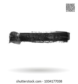 Grey brush stroke and texture. Grunge vector abstract hand - painted element. Underline and border design.
