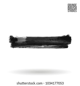 Grey brush stroke and texture. Grunge vector abstract hand - painted element. Underline and border design.