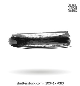 Grey brush stroke and texture. Grunge vector abstract hand - painted element. Underline and border design.