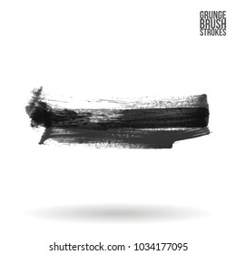 Grey brush stroke and texture. Grunge vector abstract hand - painted element. Underline and border design.