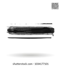 Grey brush stroke and texture. Grunge vector abstract hand - painted element. Underline and border design.