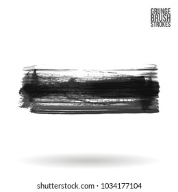 Grey brush stroke and texture. Grunge vector abstract hand - painted element. Underline and border design.