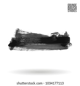 Grey brush stroke and texture. Grunge vector abstract hand - painted element. Underline and border design.