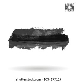 Grey brush stroke and texture. Grunge vector abstract hand - painted element. Underline and border design.
