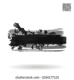 Grey brush stroke and texture. Grunge vector abstract hand - painted element. Underline and border design.