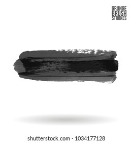 Grey brush stroke and texture. Grunge vector abstract hand - painted element. Underline and border design.
